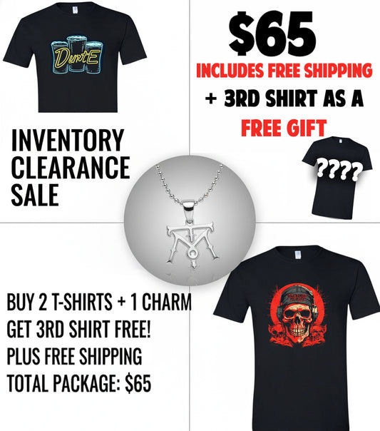 2 T shirts and a Charm for $65. Includes a 3rd shirt as a gift and  FREE SHIPPING